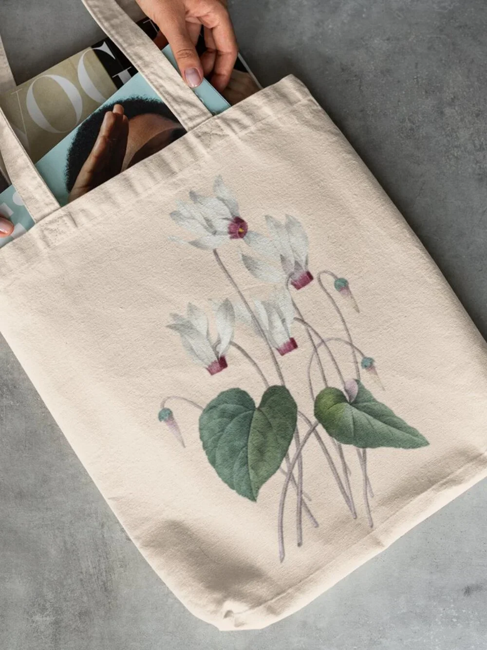 Sowbread Vintage Floral Print Graphic Canvas Tote Bag